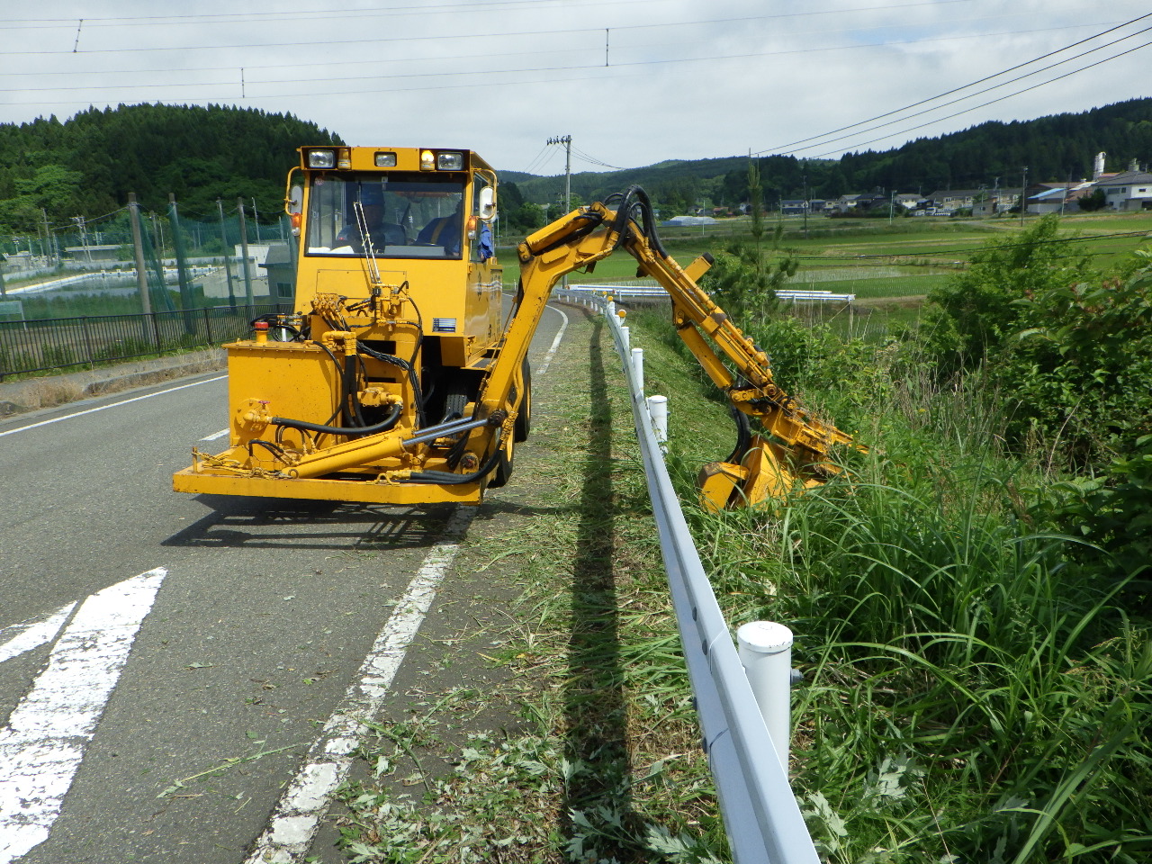 道沿いの草刈り作業